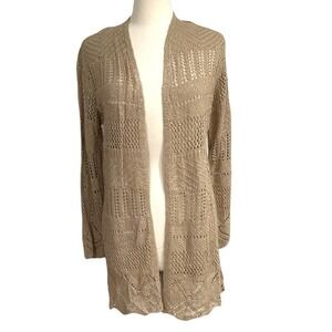 NWOT Stitch Fix AVLN Studio Pointelle Knit Open Front  Cardigan High Low SZ M